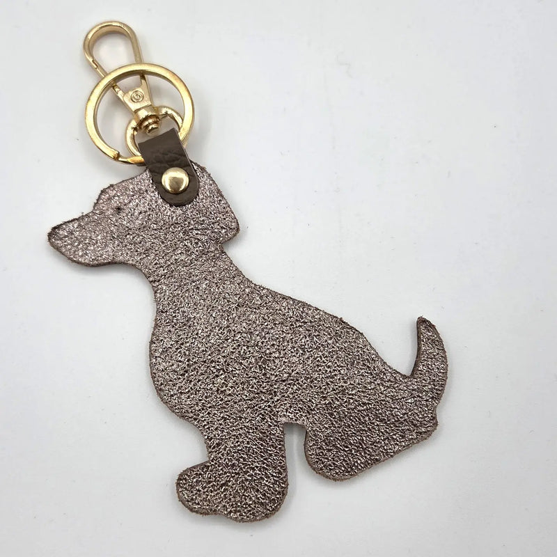 Metallic Leather Dog Keyring