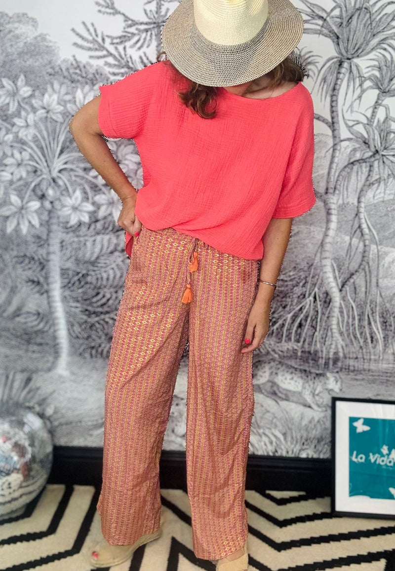 Luna Straight Leg Trousers in Pink Diamond