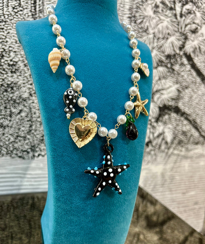 Sea Summer Pearl Charm Necklace