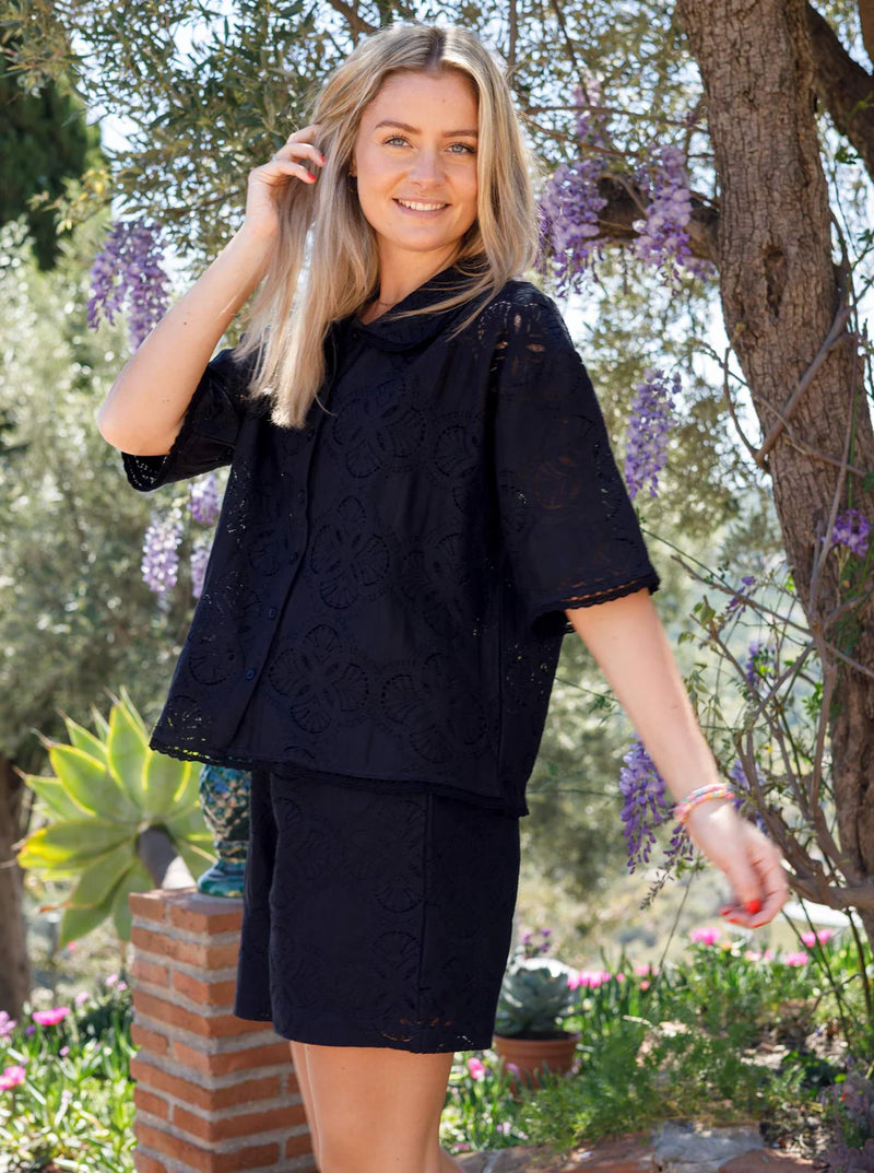 Milos Lace Blouse in Black