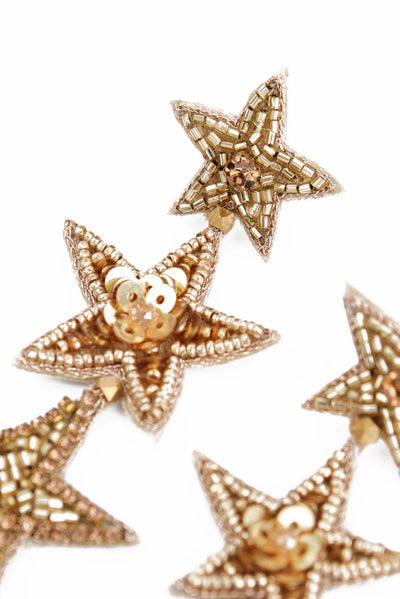 Triple Gold Star Earrings