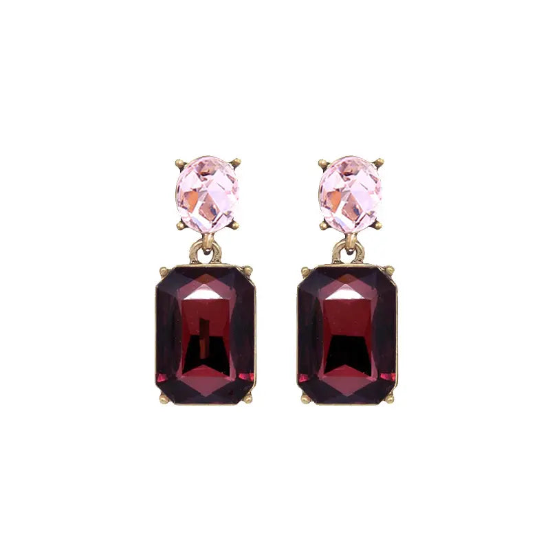 Oval Twin Gem Earrings