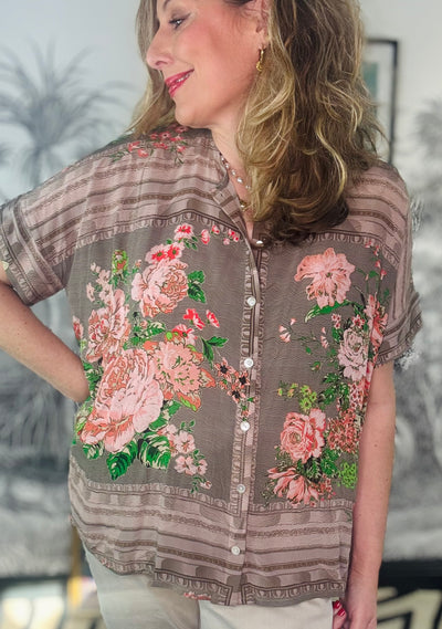 Neon Rose Beige Tea Blouse