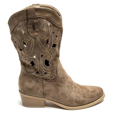 Faith Cut Out Low Heel Cowboy Boots