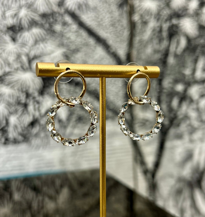 Crystal Circle Link Stud Earrings