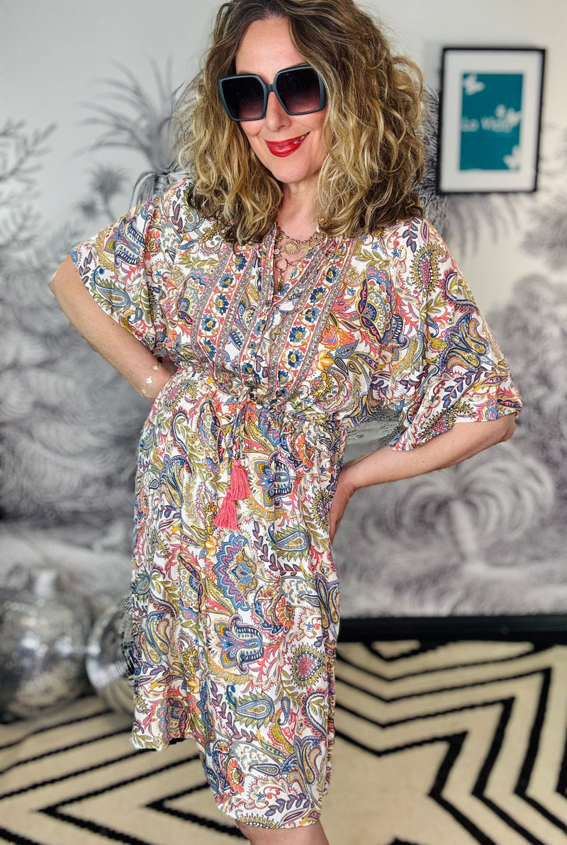 Luna Raglan Sleeve Short Dress in Summer Garden