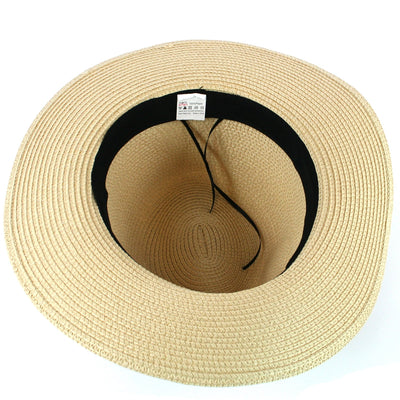 Foldable Panama Hat in Classic Beige with Black Band