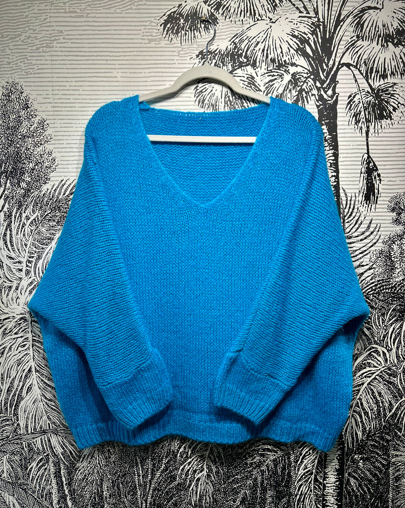 Ellis Oversized Mohair Mix V-Neck Jumper