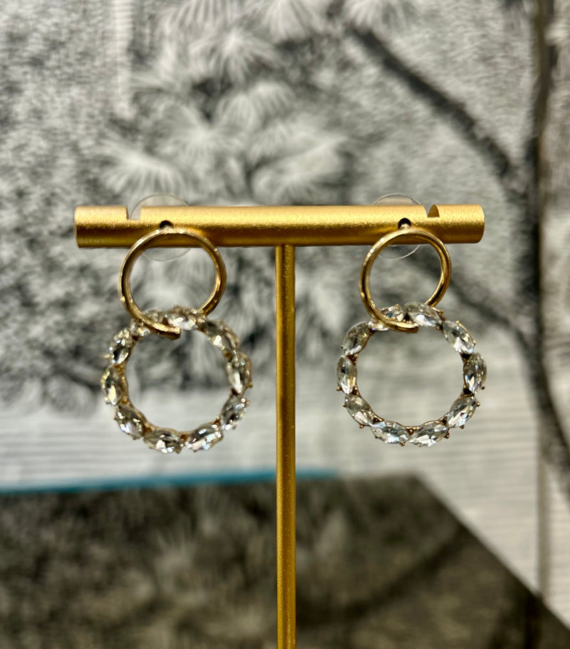 Crystal Circle Link Stud Earrings