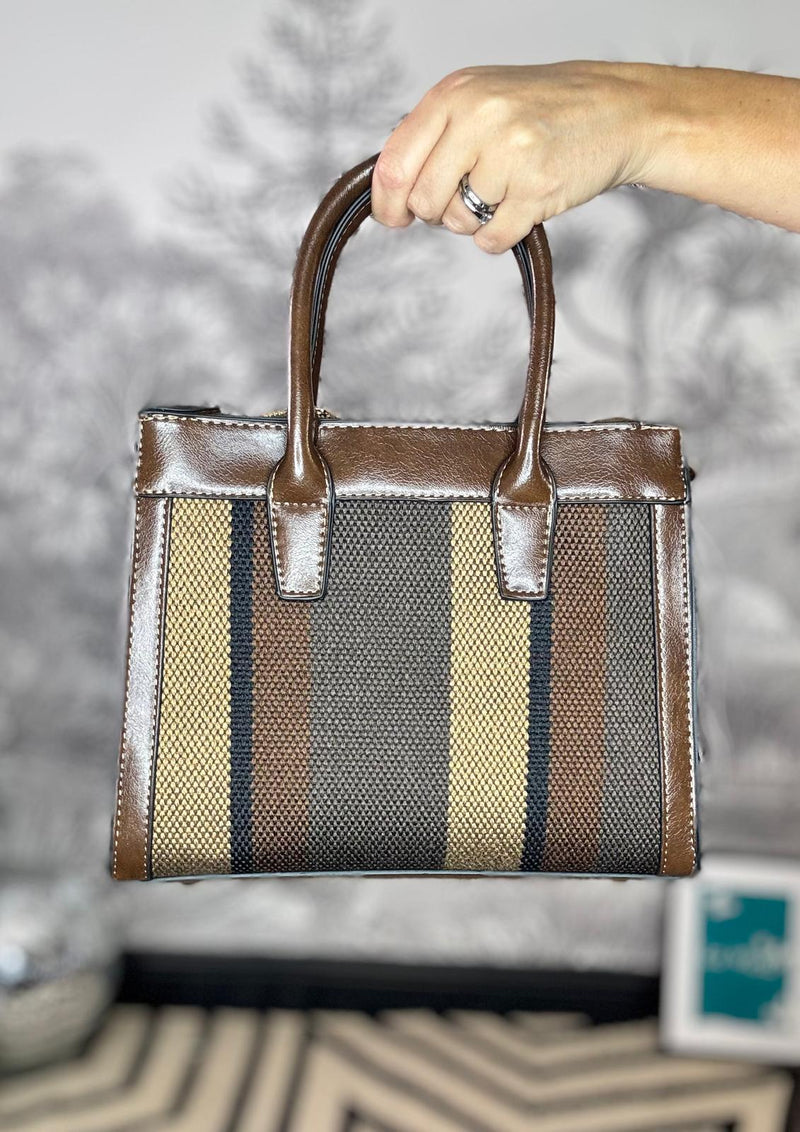 Tonal Canvas Stripe Handbag with Purse