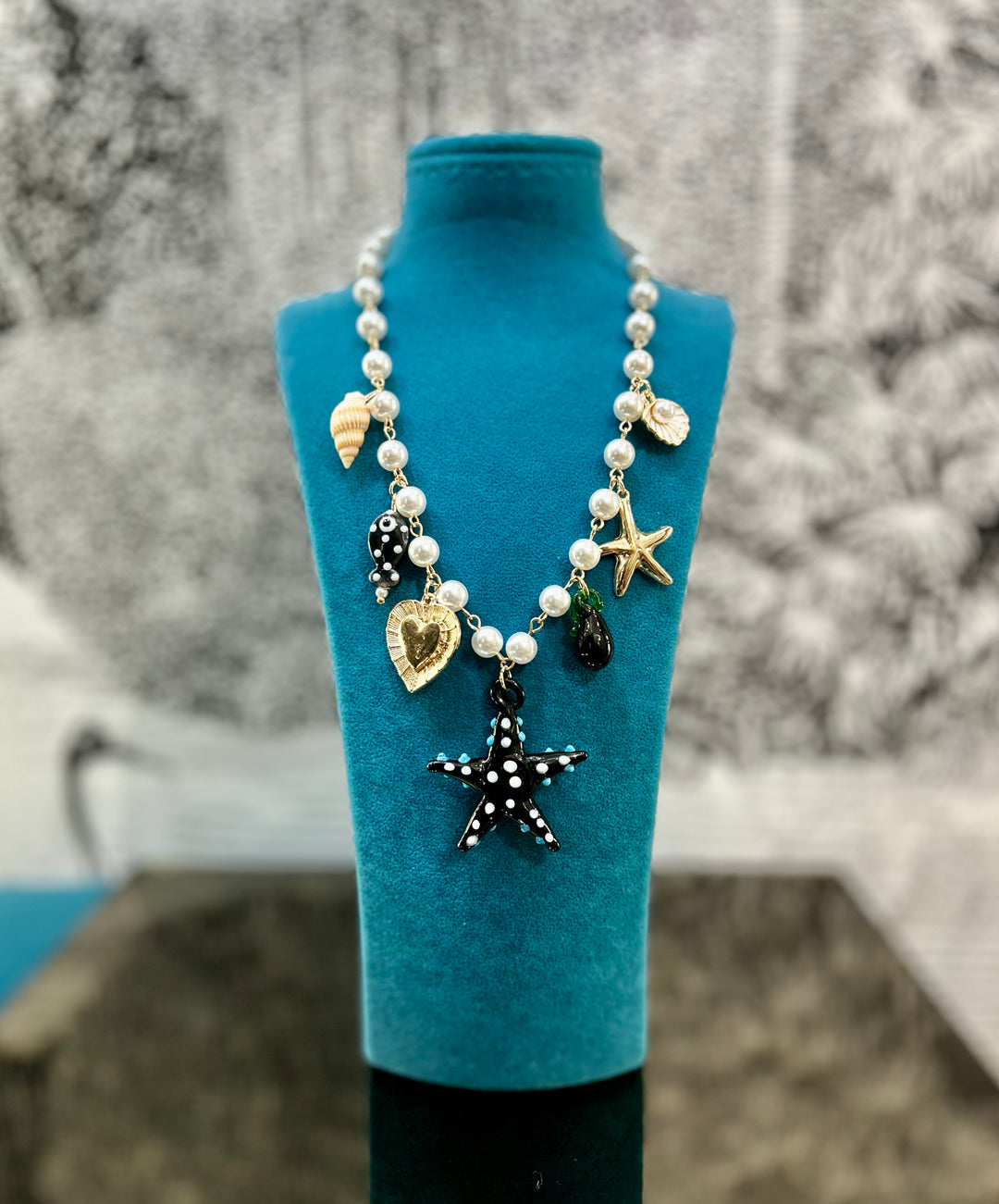 Sea Summer Pearl Charm Necklace