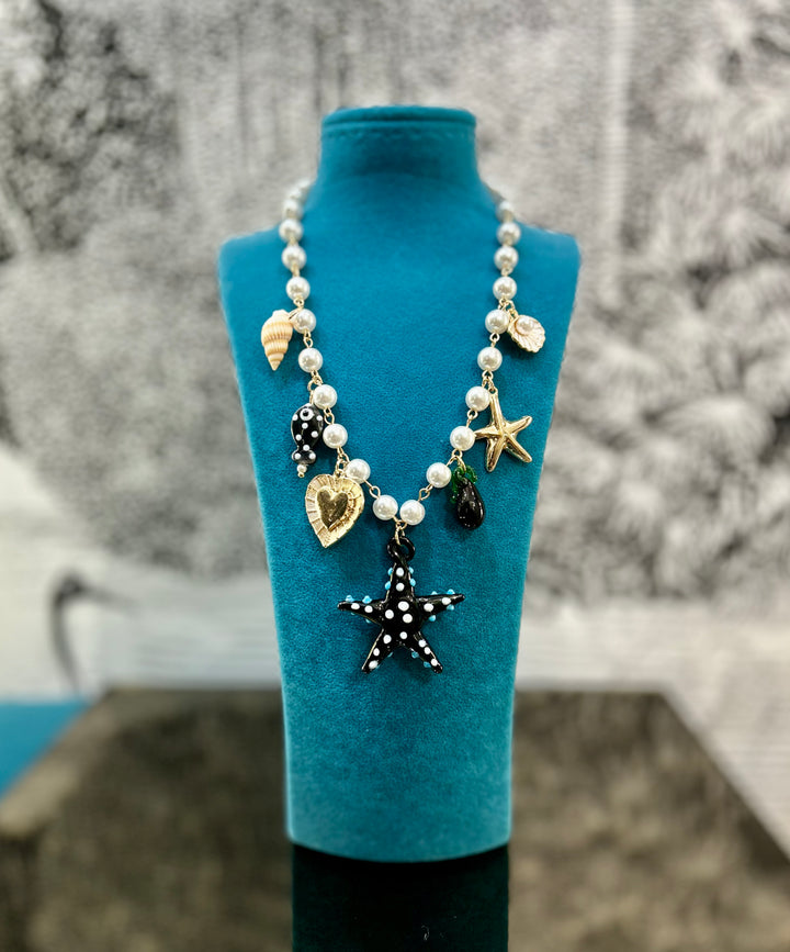 Sea Summer Pearl Charm Necklace