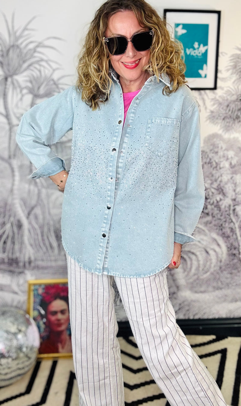 Delta Sparkle Stud Denim Shacket
