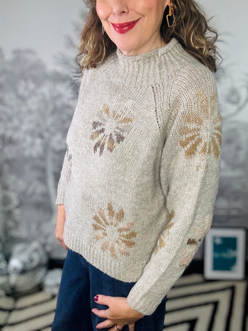 Lyla Autumn Flower High Neck Jumper