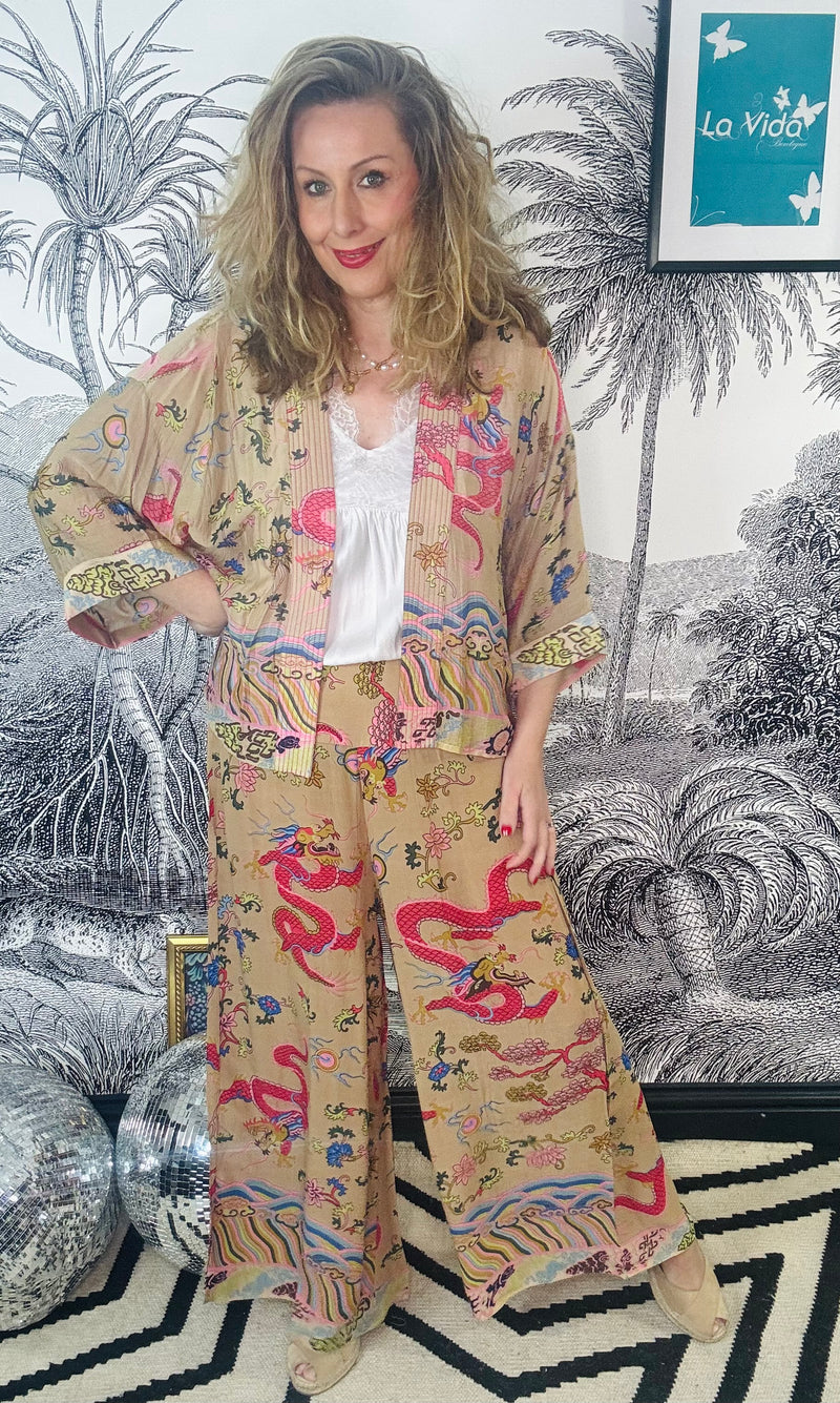 Dragon Sand Palazzo Trousers