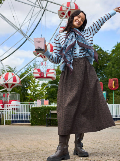Abbie Midi Skirt in Coffee Leo