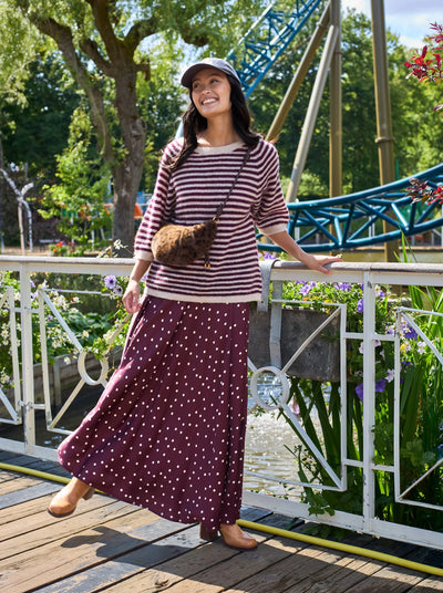 Valery Polka Dot Maxi Skirt in Plum
