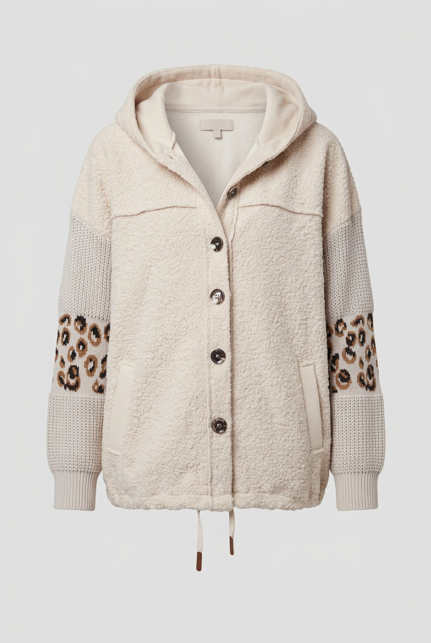 Snuggle Boucle Knit Sleeve Jacket in Cream