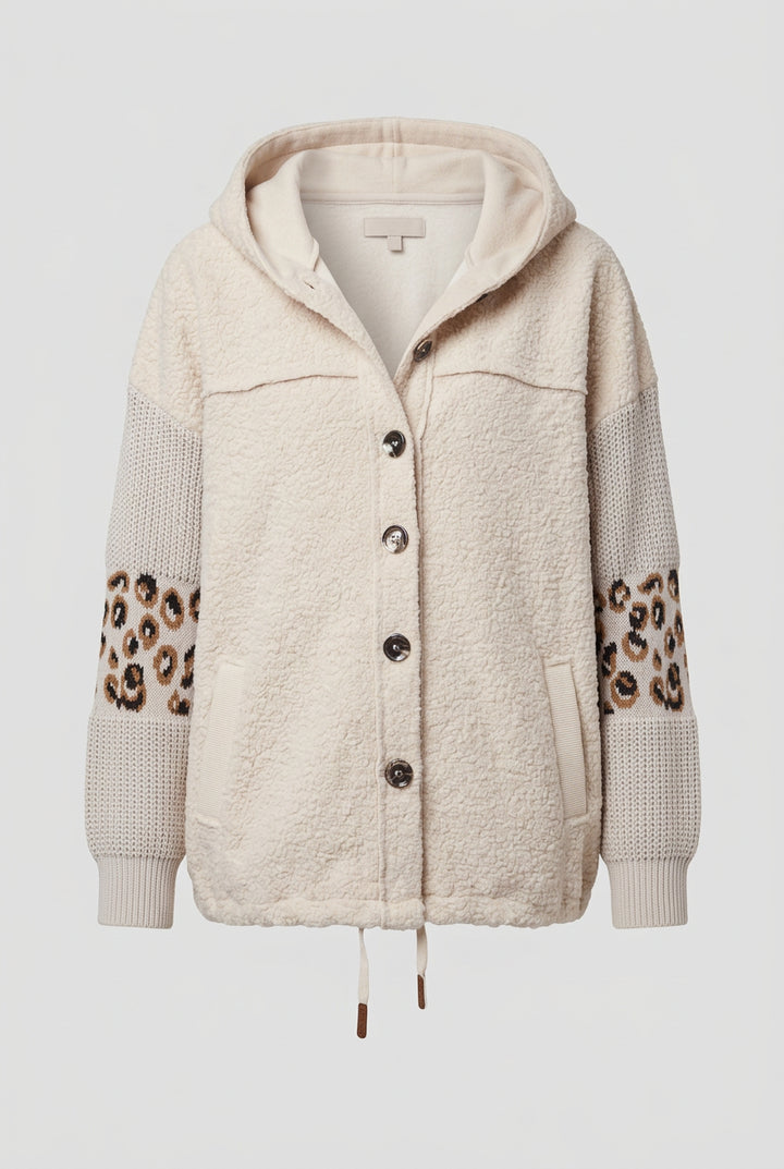 Snuggle Boucle Knit Sleeve Jacket in Cream