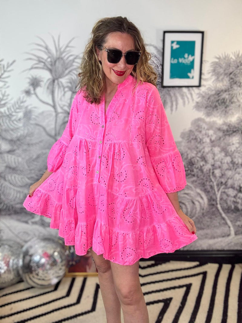 Maggie Broderie Short Trapeze Dress