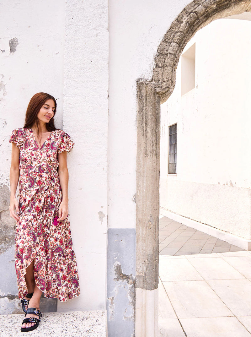 Luna Flared Wrap Dress in Vivid Rouge