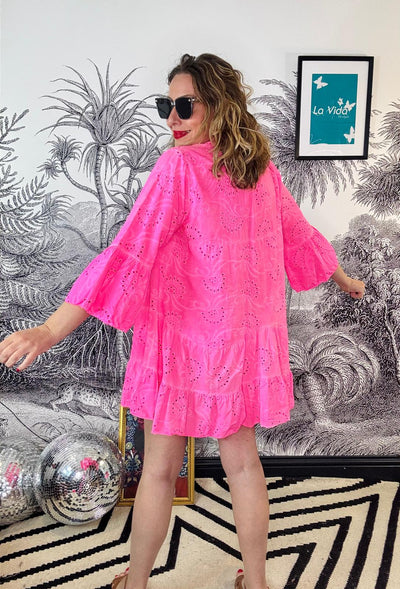 Maggie Broderie Short Trapeze Dress