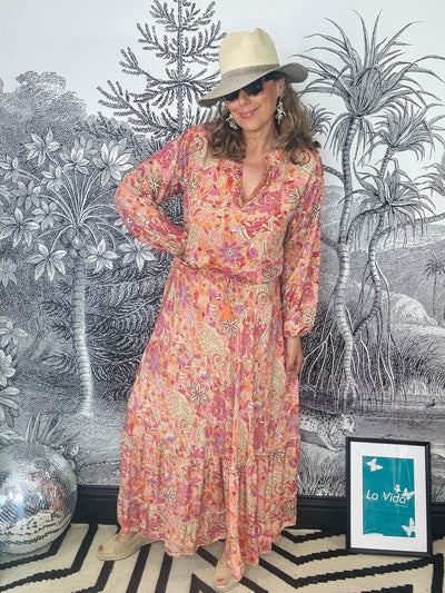 Luna Maxi Frill Skirt in Pacifique Orange