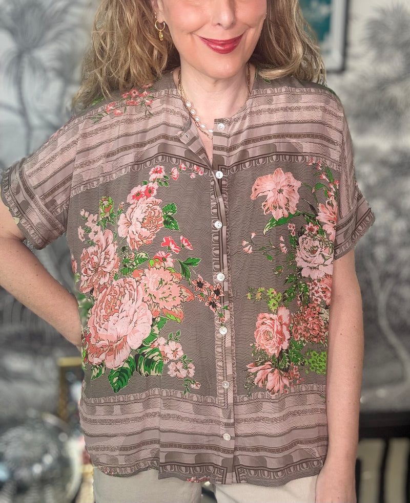 Neon Rose Beige Tea Blouse