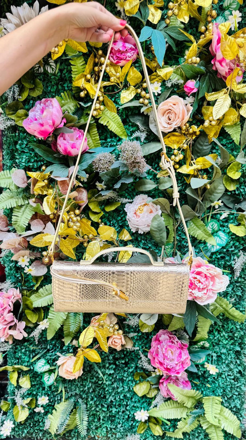 Faux Croc Baguette Clutch Bag