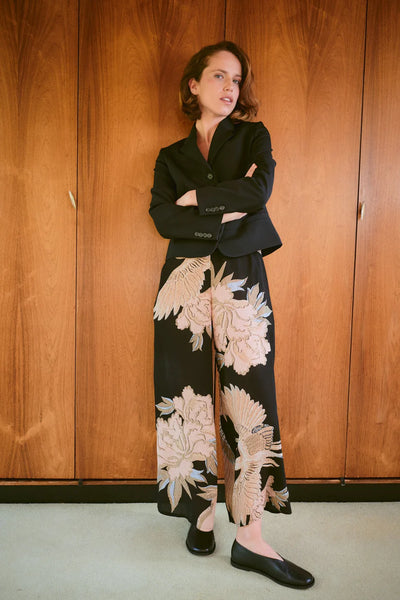 Crane Black Crepe Palazzo Trousers