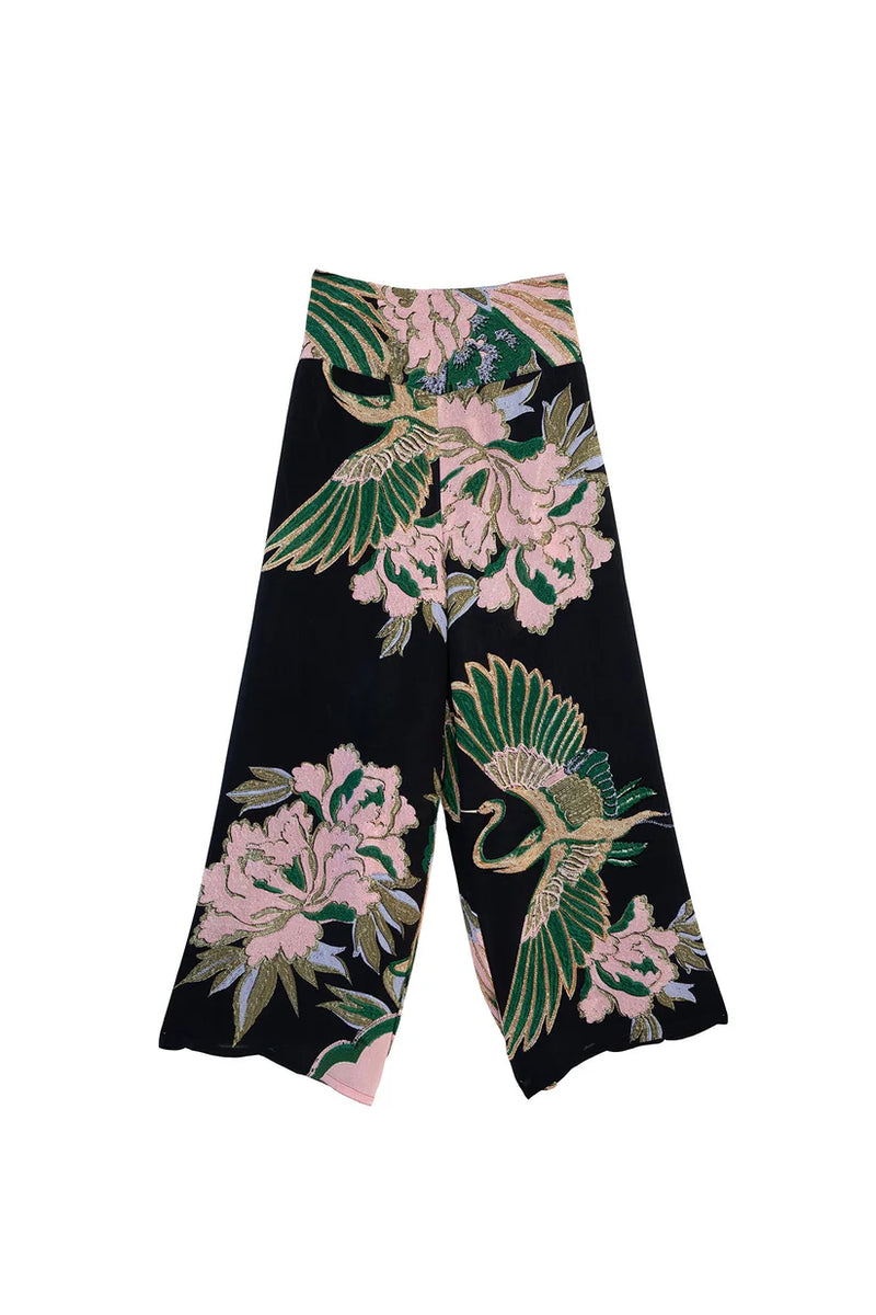 Crane Emerald Crepe Palazzo Trousers
