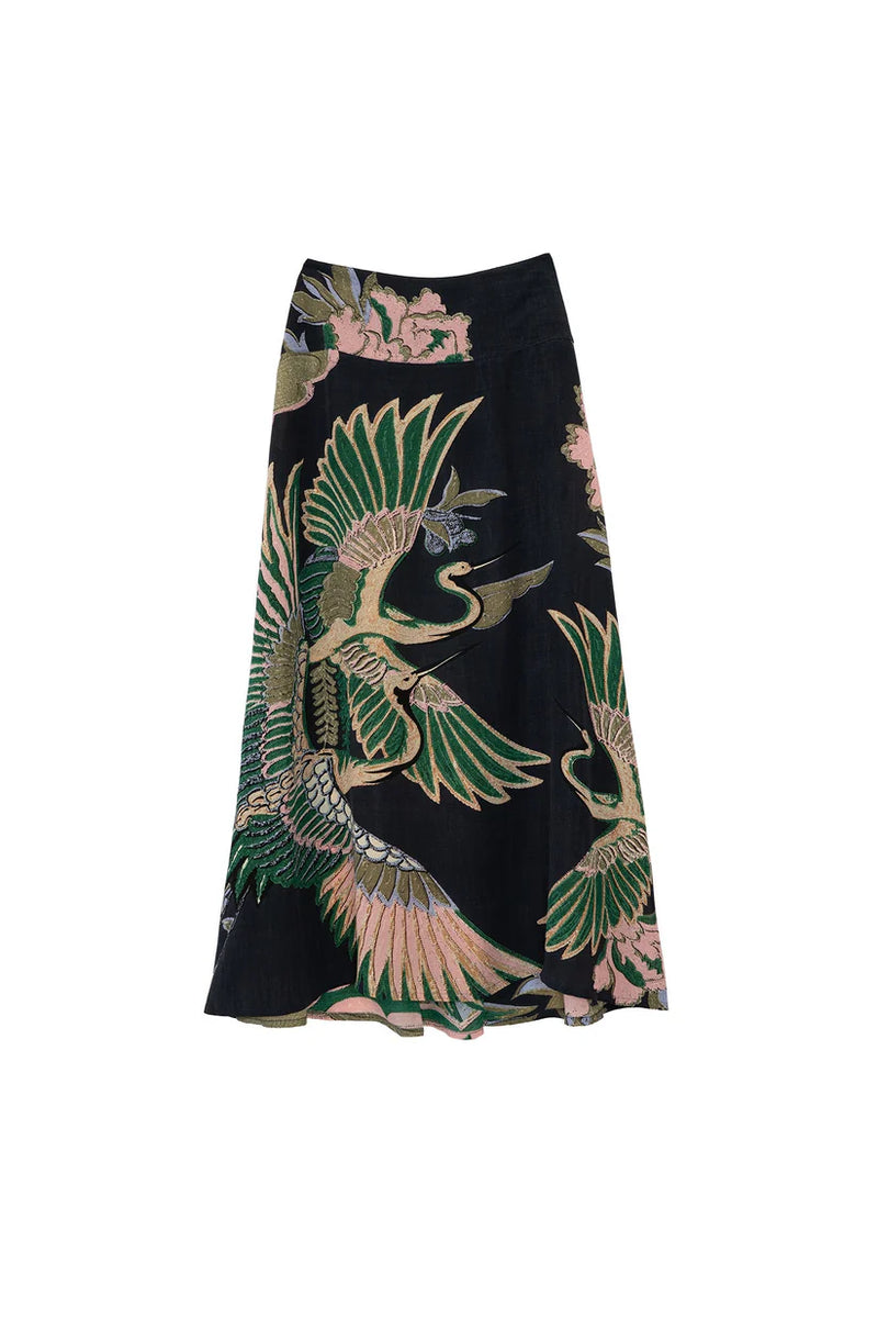 Crane Emerald A-Line Maxi Skirt