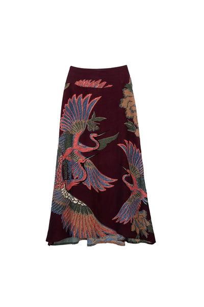 Crane Plum A-Line Maxi Skirt