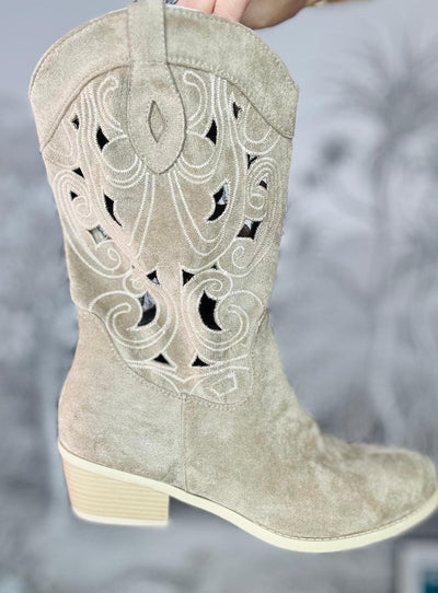 Faith Cut Out Low Heel Cowboy Boots