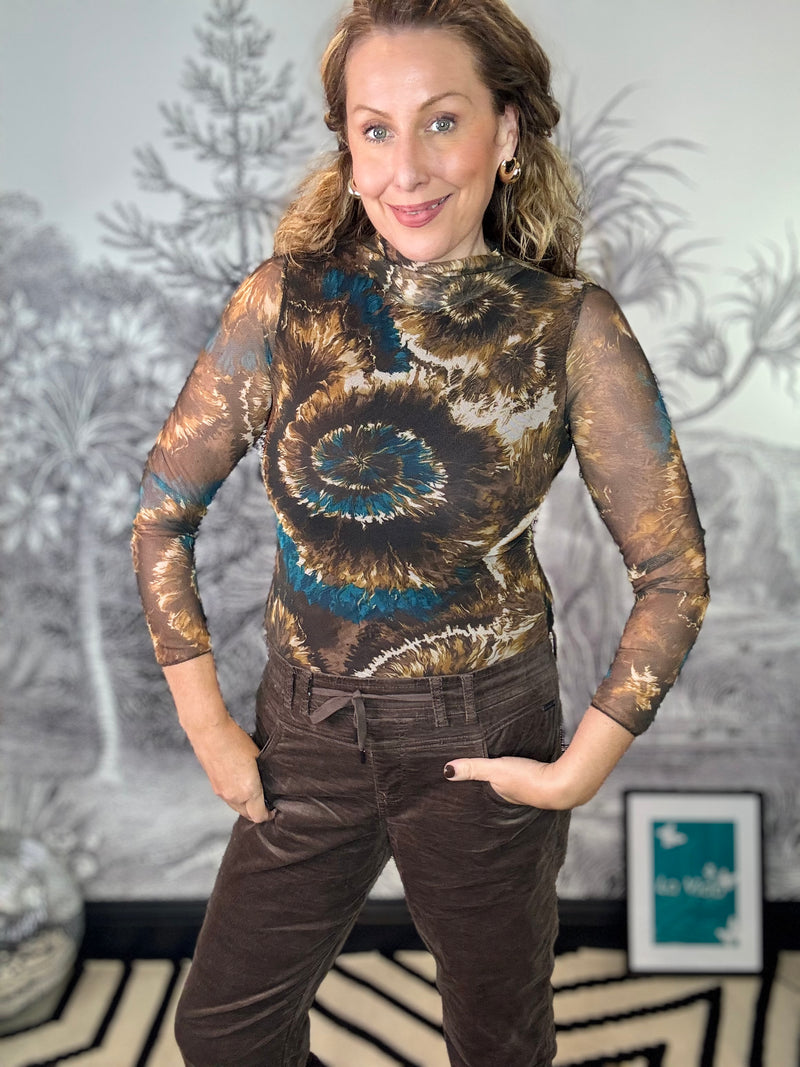 Cleo Double Layer Tie Dye Mesh Top