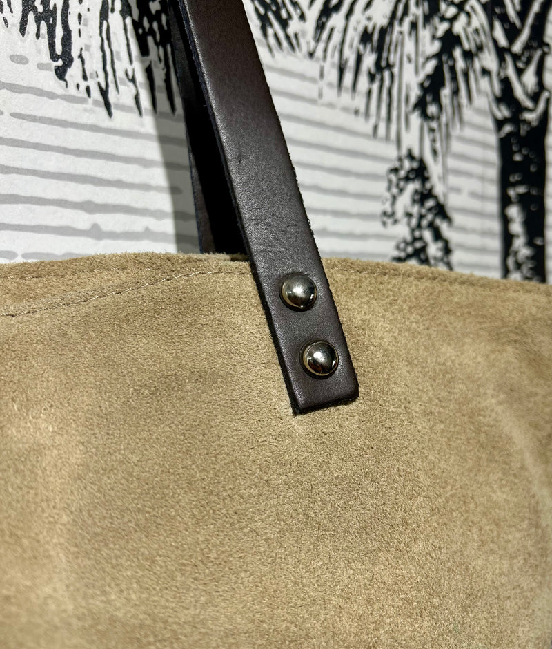 Suede Tote Bag with Metallic Star