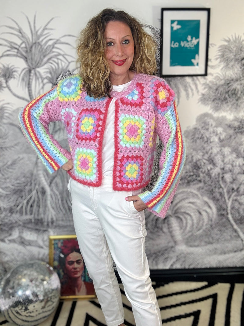 Yara Crochet Single Button Cardigan