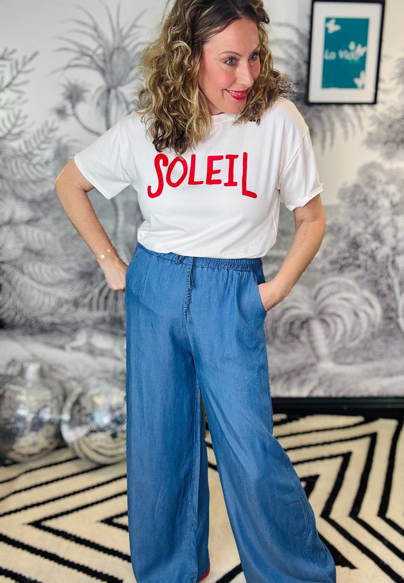 Merle Floaty Denim Wide Leg Trousers