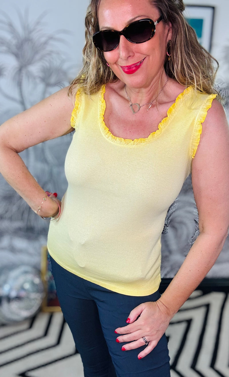 Brit Ribbed Vest with Frill Trim