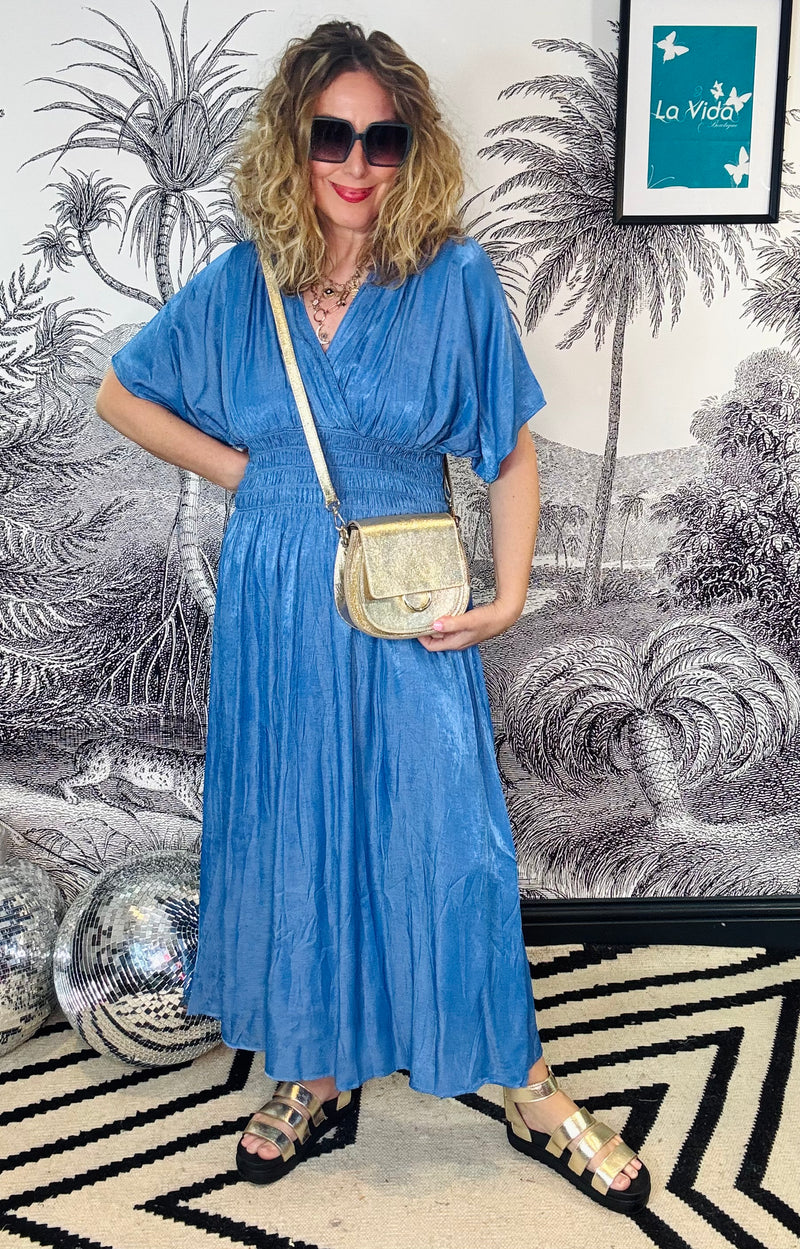 Gwen Tencel Denim Shirred Waist Dress