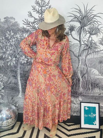 Luna Maxi Frill Skirt in Pacifique Orange