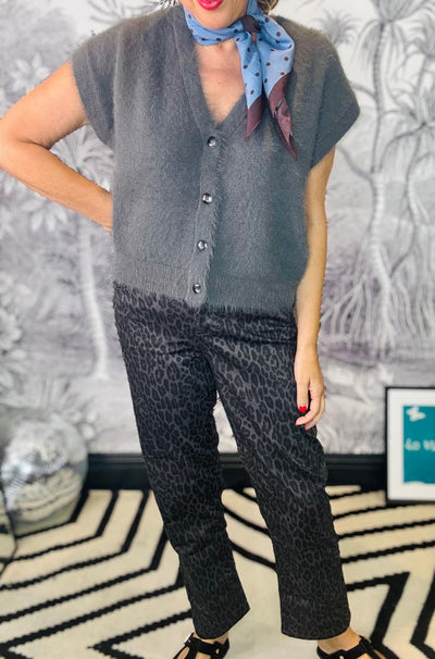 Kim Leopard Jeans in Lava Grey