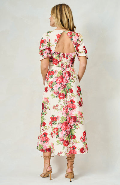Miranda Flare Skirt Dress with Puff Sleeves