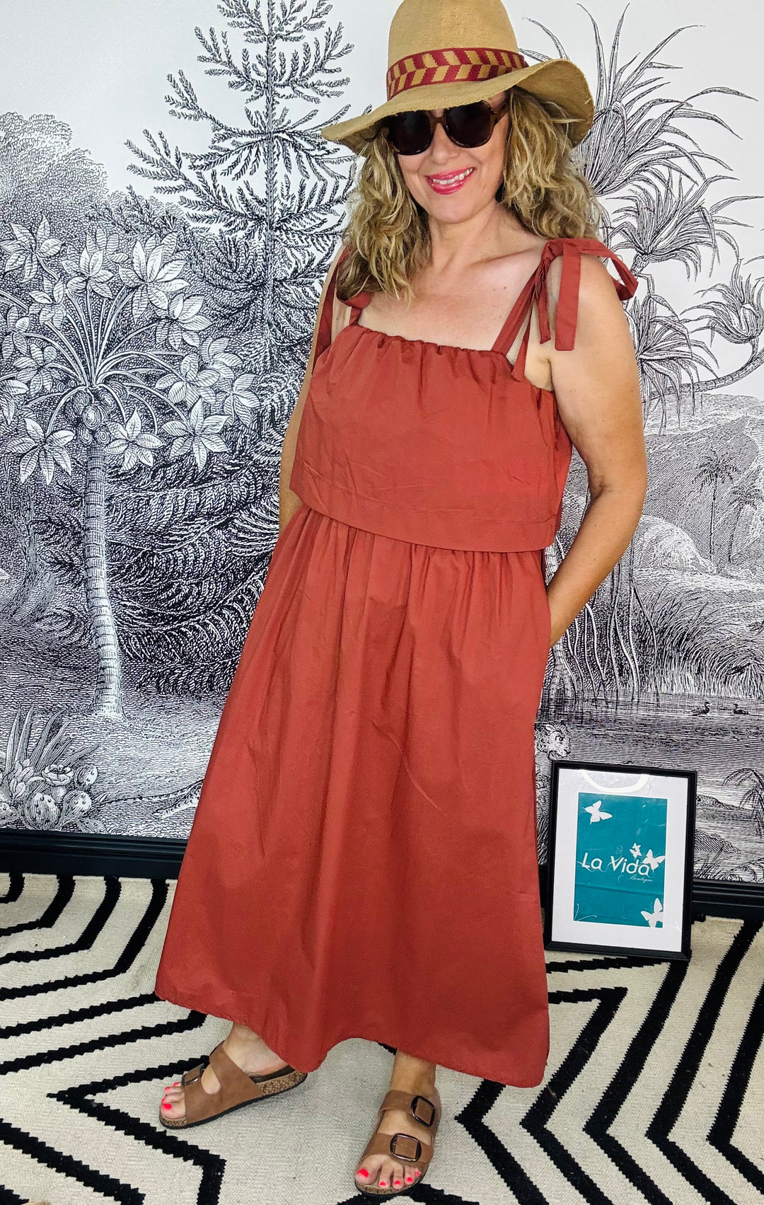 Cefalu Tie Shoulder Cotton Dress