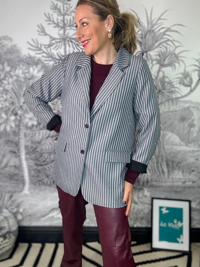 Brielle Sparkle Stone Blazer in Grey