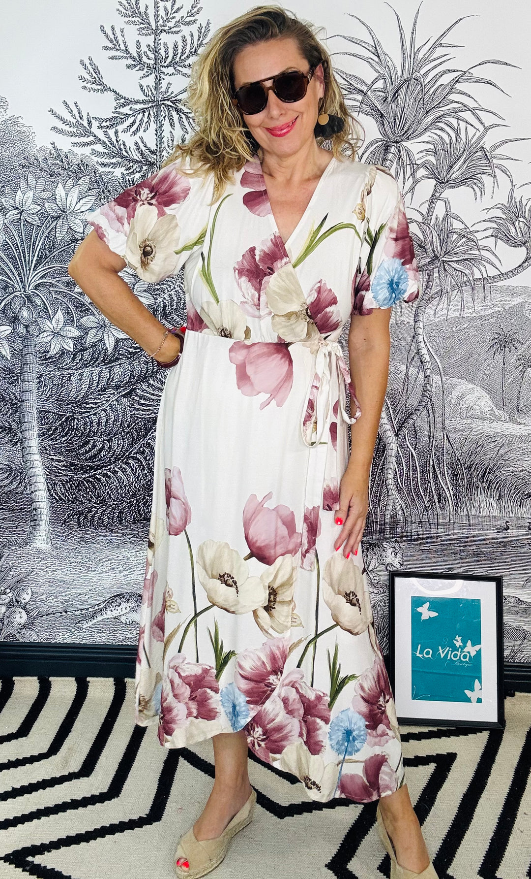 Bell wrap dress in Cream