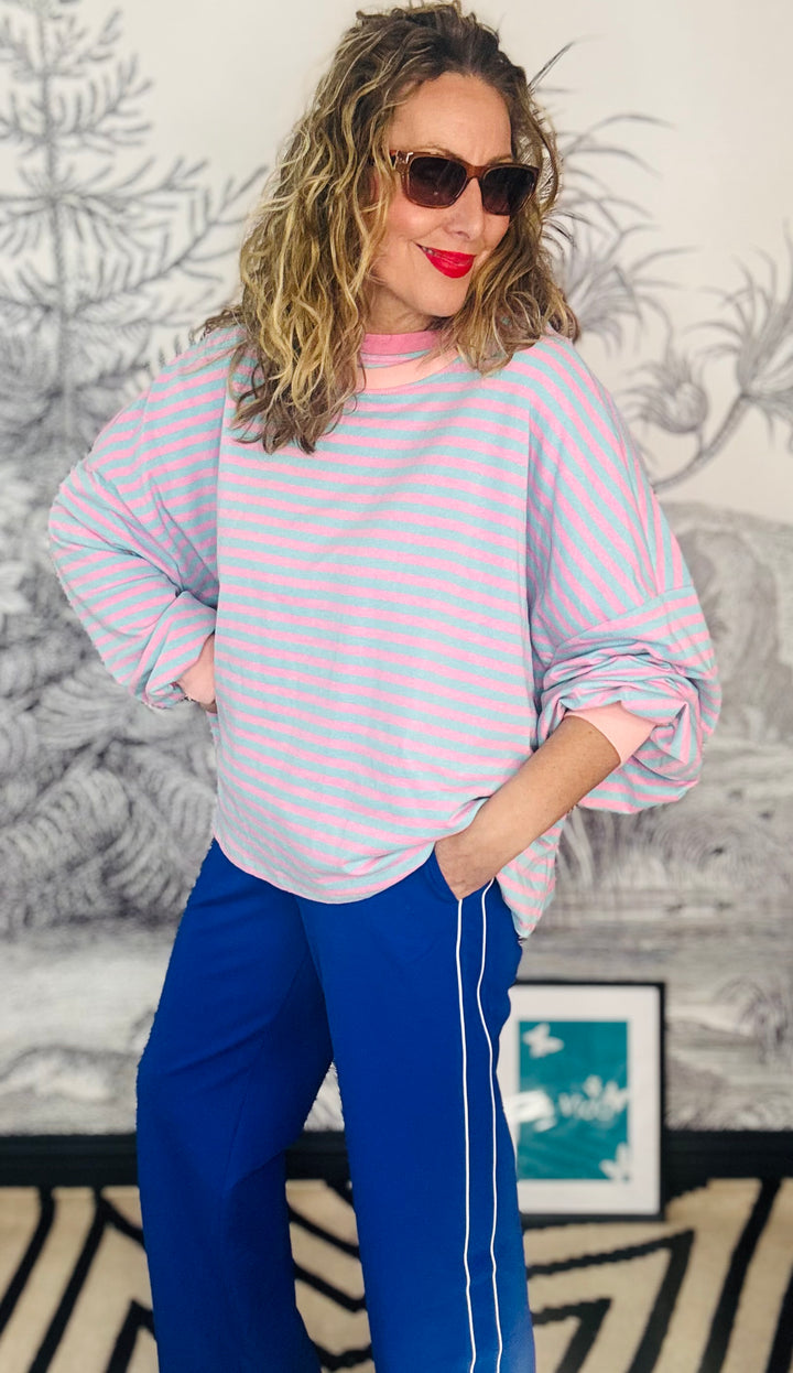 Amy Oversized Striped Comfy Spring Sweatshirt