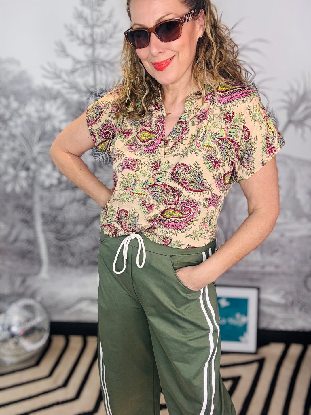 Andrea Blouse in Ruby Meadow Print