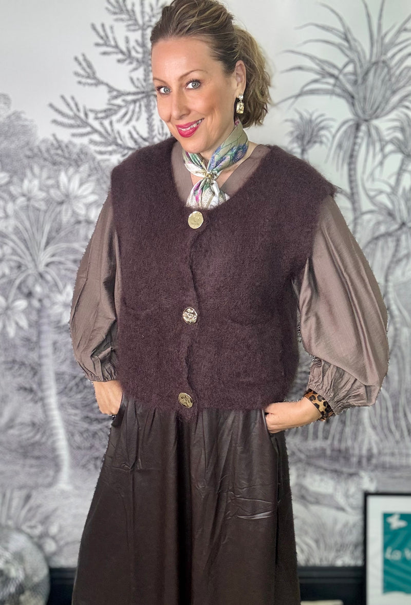 JOERK Mohair Knitted Button Vest