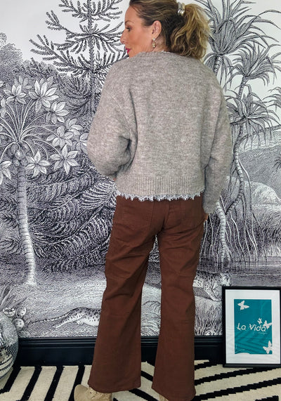 Peyton Wide Leg Jeans in Chocolate Brown